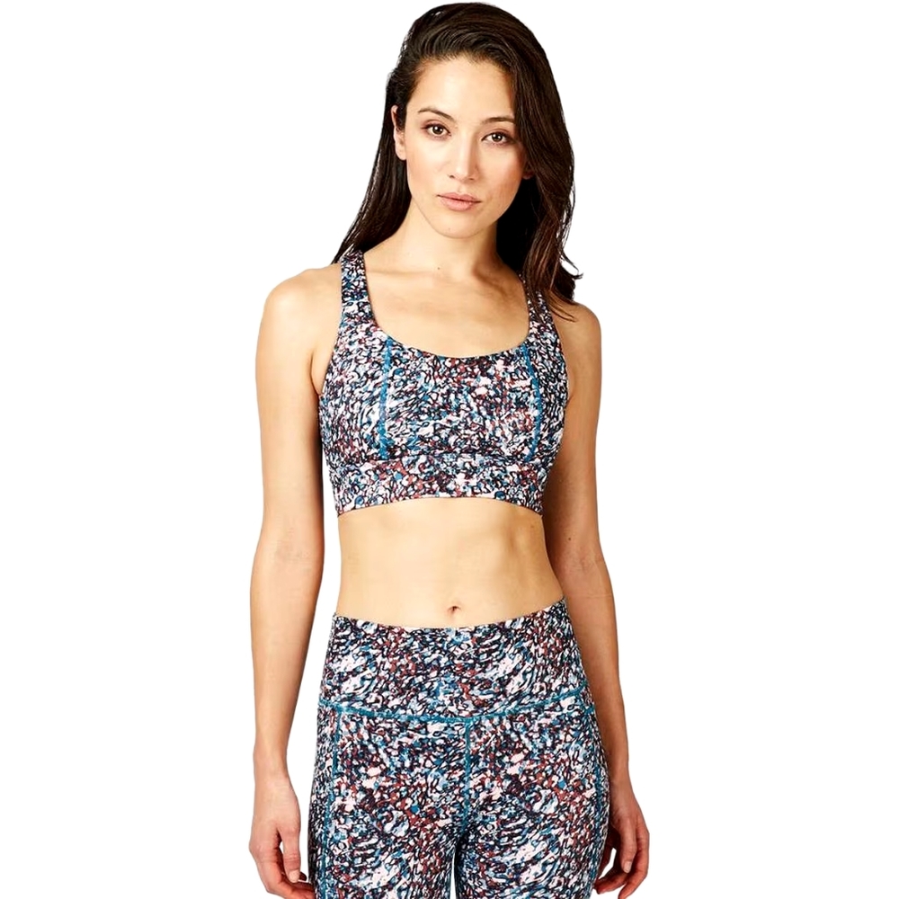 Sweaty Betty Studio Open Back Sports Bra Pink Pebble Print